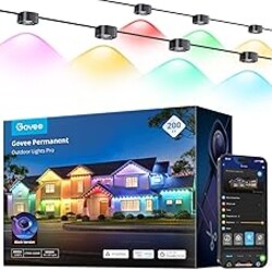 Govee Permanent Outdoor Lights Pro, 200ft with 120 RGBIC LED Lights for Daily and Accent Lighting, 75 Scene Modes for Patio Decor, IP67 Waterproof, Works with Alexa, Google Assistant, Matter, Black