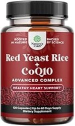 Natures Craft Red Yeast Rice with CoQ10 Supplement - Advanced Healthy Heart & Healthy Cholesterol Levels Formula for Men & Women - Red Yeast Rice Capsules with 1200 mg per Serving and CoQ10-120 Count