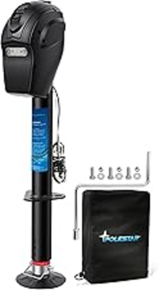 POLESTAR Electric Trailer Jack, 5000lbs Electric Power A-Frame Tongue Jack with Waterproof Protective Cover & LED Light for Travel Trailer Camper, RV, 12V DC with Hard Wiring, 9"-27" Lift