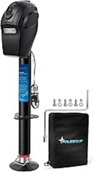 POLESTAR Electric Trailer Jack, 5000lbs Electric Power A-Frame Tongue Jack with Waterproof Protective Cover & LED Light for Travel Trailer Camper, RV, 12V DC with Hard Wiring, 9"-27" Lift