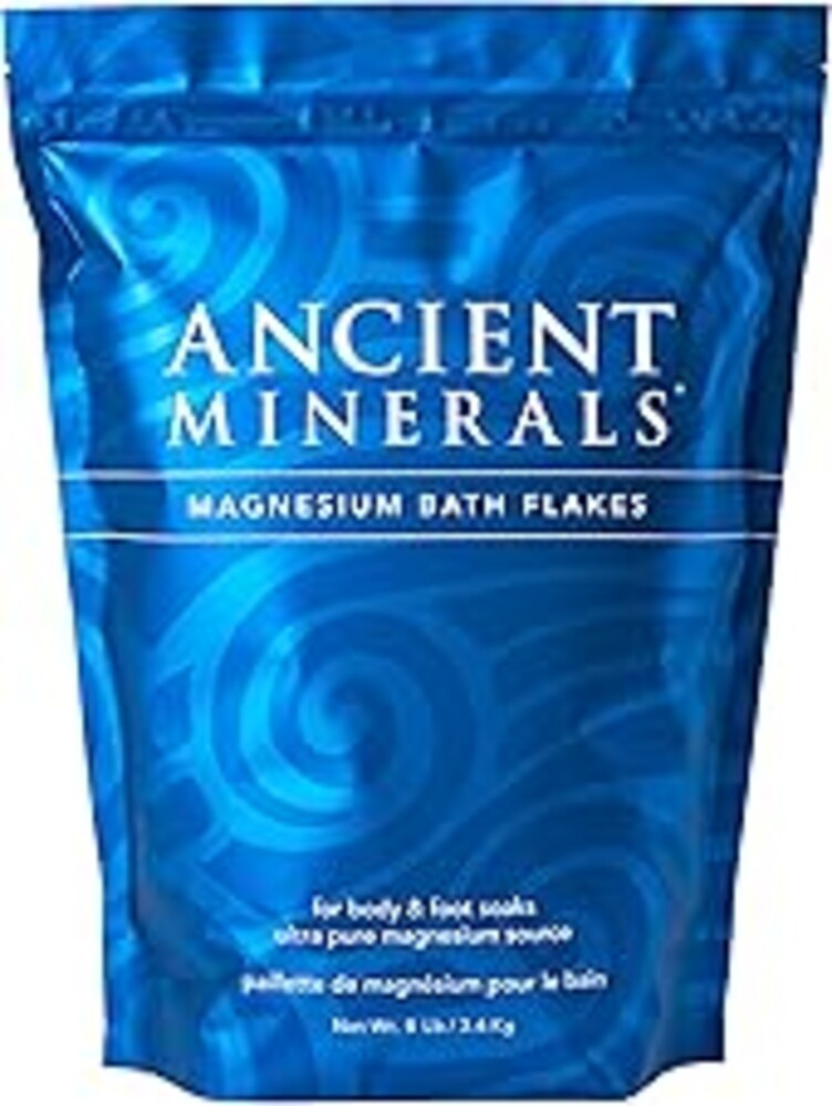 Ancient Minerals Magnesium Bath Flakes – Pure Zechstein Magnesium Chloride for Soaking and Whole-Body Replenishment, 8 lb Bag