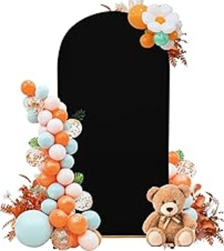 SUKAIKEQA 7.2FT Wedding Arch Cover – Stretchy Spandex Fabric Backdrop for Arch Stand – Ideal for Wedding Ceremony, Birthday Party, Baby Shower & Photo Booth Decoration (Black)