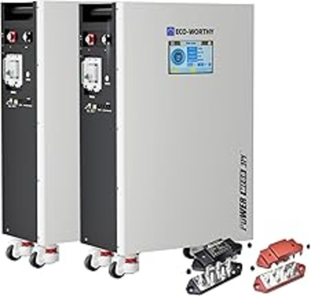 ECO-WORTHY Powermega 48V 314Ah(2 Pack) LiFePO4 Battery Energy Storage, Active Balancing 200A BMS, Aerosol Fire Protection, LCD with Bluetooth and WiFi, RS485/CAN/RS232 for Off-Grid Solar, Home Backup