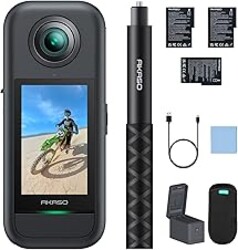AKASO 360 Weatherproof 360° Action Camera Creator Combo- 5.7K 360 Video with 1/2" 48MP Sensors, 72MP 360 Photo, 360-SuperSmooth, Touchscreen, Invisible Selfie Stick, 360° Horizon Lock, AI Tracking