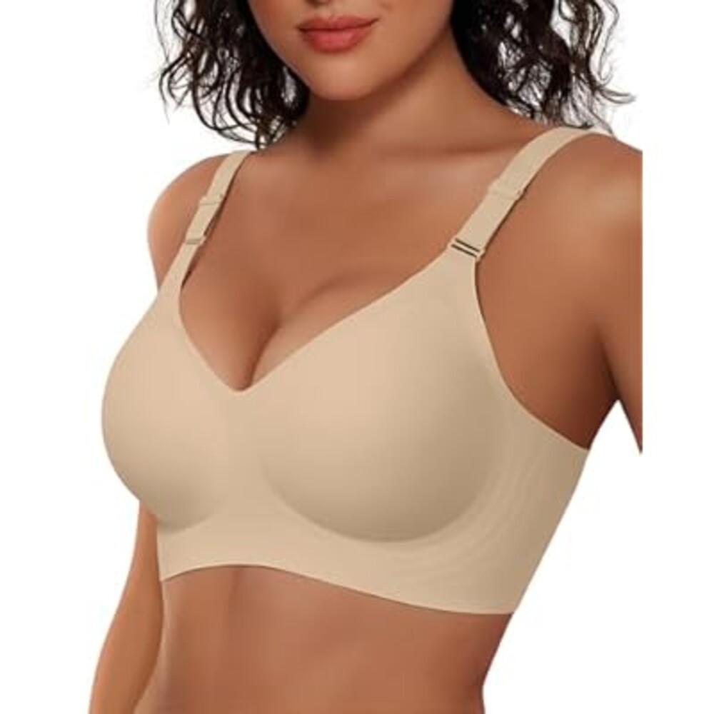 Vertvie Womens Wireless Jelly Bras No Underwire Push Up Seamless Bra Supportive Full Coverage Bralette Regular and Plus Size