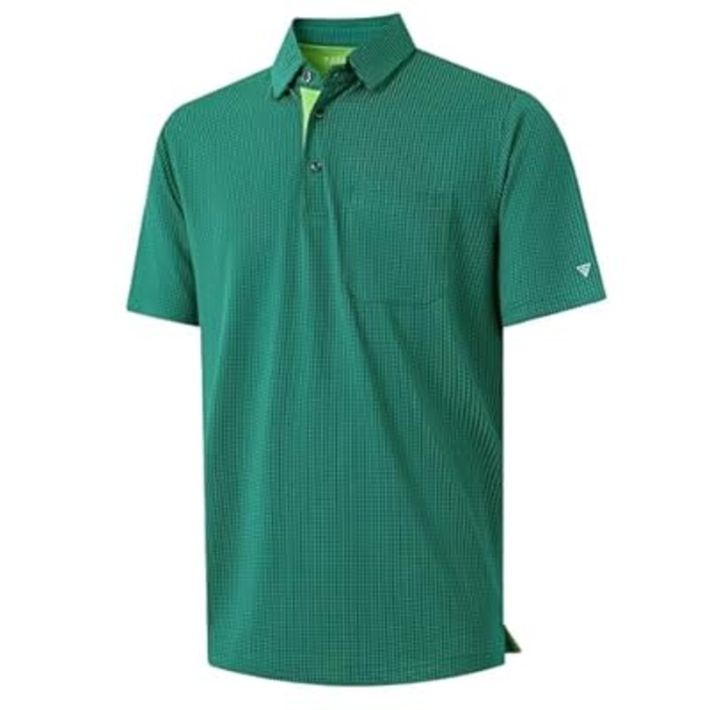 M MAELREG Mens Polo Shirts Short Sleeve Dry Fit Jacquard Performance Moisture Wicking Casual Pocket Golf Shirts for Men