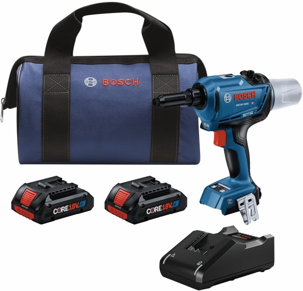 Bosch GRG18V-3600CB24 18V Brushless Connected Rivet Tool Kit with (2) CORE18V® 4 Ah Advanced Power Batteries