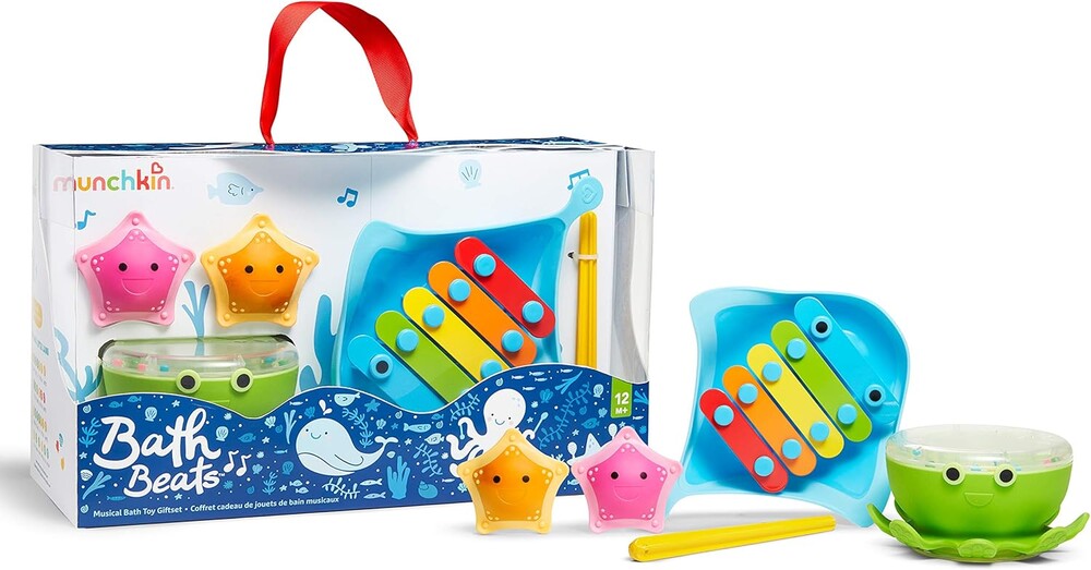 Munchkin® Bath Beats™ Bath Toy, Musical Set Includes Xylophone, Bath Drum & Shakers, Fun for Babies, Toddlers and Kids