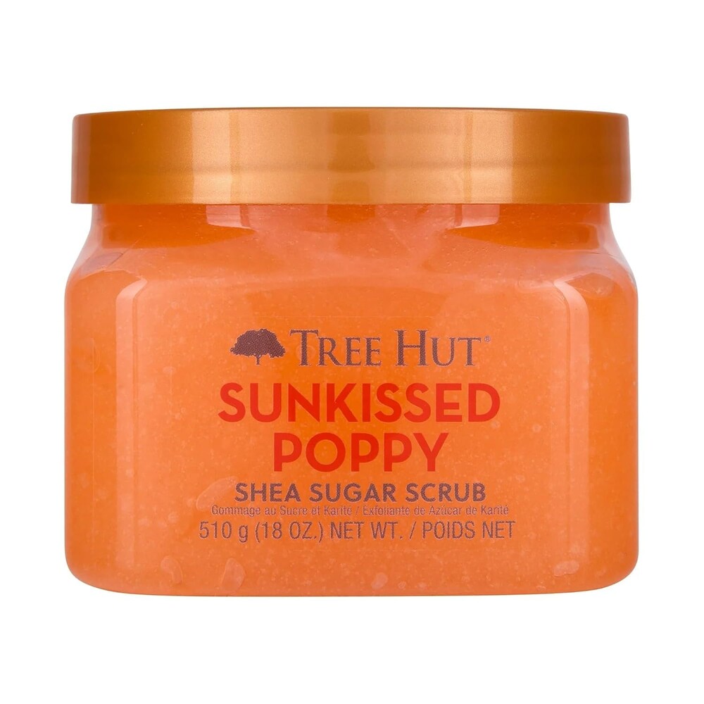 Tree Hut Sunkissed Poppy Shea Sugar Scrub, Exfoliating, Hydrating & Moisturizing Body Scrub with Shea Butter & Nourishing Essential Oils, Smooth & Soften Skin, 18 oz