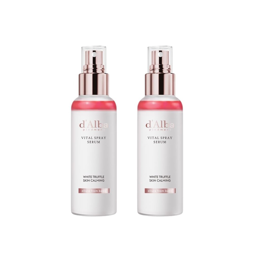 [2 Bottles] d'alba Piedmont Italian White Truffle Vital Spray Serum, Vegan Skin Care, Calming and Hydrating Facial Mist for Red and Sensitive Skin, Glow, Korean Skincare (total 6.76 fl oz.)