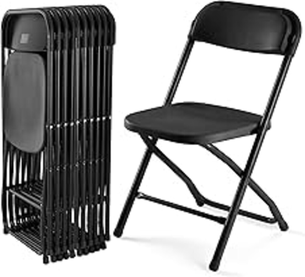 DUMOS Folding Chairs Sets of 10, 330lbs Plastic Stackable Portable Patio Dining Sets, Fold Up for Indoor Outdoor, Camping, Garden, Party, Meeting (Black)