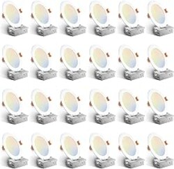 Amico 24 Pack 6 Inch 5CCT Ultra-Thin LED Recessed Ceiling Light with Junction Box, 1050LM Brightness, Dimmable Canless Wafer Downlight, 12W, ETL&FCC