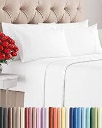 Queen 6 Piece Sheet Set - Comfy, Breathable & Cooling - Hotel Luxury Bedding for Women, Men, Kids, Teens and Children - 1 Flat & 1 Fitted Sheet & 4 Pillowcases w/ Deep Pockets - Wrinkle Free - White
