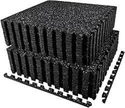 AIRHOP 0.56in Thick 96 Sq Ft Exercise Equipment Mats, 24 Tiles Upgraded Rubber Top with High Density EVA Foam, Large Interlocking Puzzle Gym Flooring for Home Gym, Heavy Weight Workout, 24 x 24in