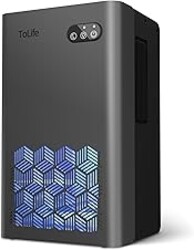 ToLife Dehumidifier for Home 95 OZ Water Tank, 1000 sq.ft Dehumidifiers for Basement Bedroom Bathroom with Auto Shut Off 7 Colors LED Light, Grey