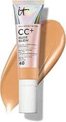 IT Cosmetics CC+ Nude Glow SPF 40 - Medium Coverage Foundation, 2% Niacinamide + Hyaluronic Acid Brightening Glow Serum, Lightweight Up to 24H Hydration, Normal to Dry & Mature Skin - 1.08 fl oz