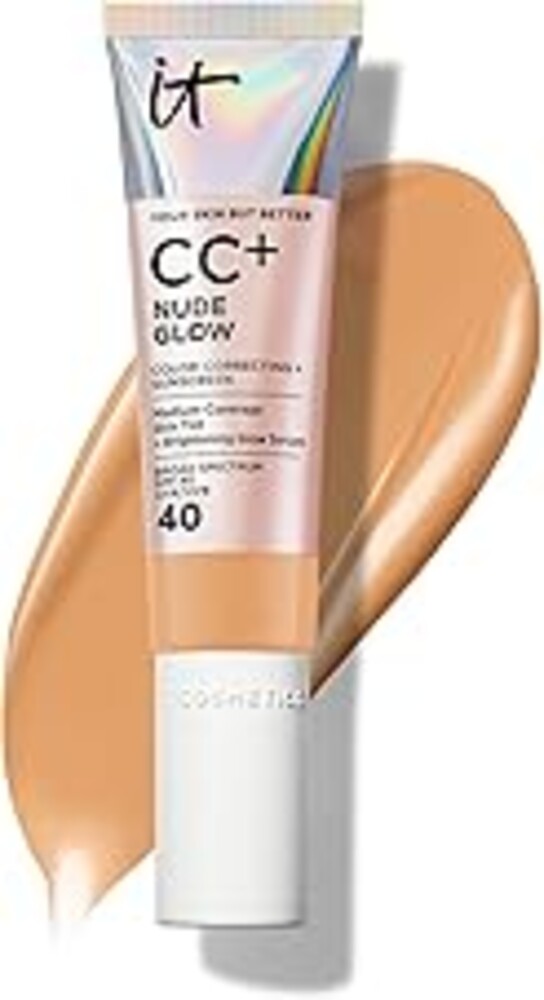 IT Cosmetics CC+ Nude Glow SPF 40 - Medium Coverage Foundation, 2% Niacinamide + Hyaluronic Acid Brightening Glow Serum, Lightweight Up to 24H Hydration, Normal to Dry & Mature Skin - 1.08 fl oz