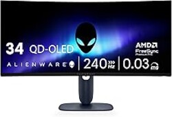 Alienware 34 240Hz QD-OLED Curved Gaming Monitor - AW3425DW - 34.2-inch WQHD (3440 x 1440) 0.03ms Display, 1800R Curve, AMD FreeSync Premium Pro, VESA AdaptiveSync, DisplayHDR TrueBlack 400
