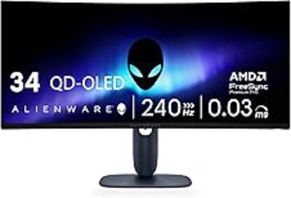 Alienware 34 240Hz QD-OLED Curved Gaming Monitor - AW3425DW - 34.2-inch WQHD (3440 x 1440) 0.03ms Display, 1800R Curve, AMD FreeSync Premium Pro, VESA AdaptiveSync, DisplayHDR TrueBlack 400
