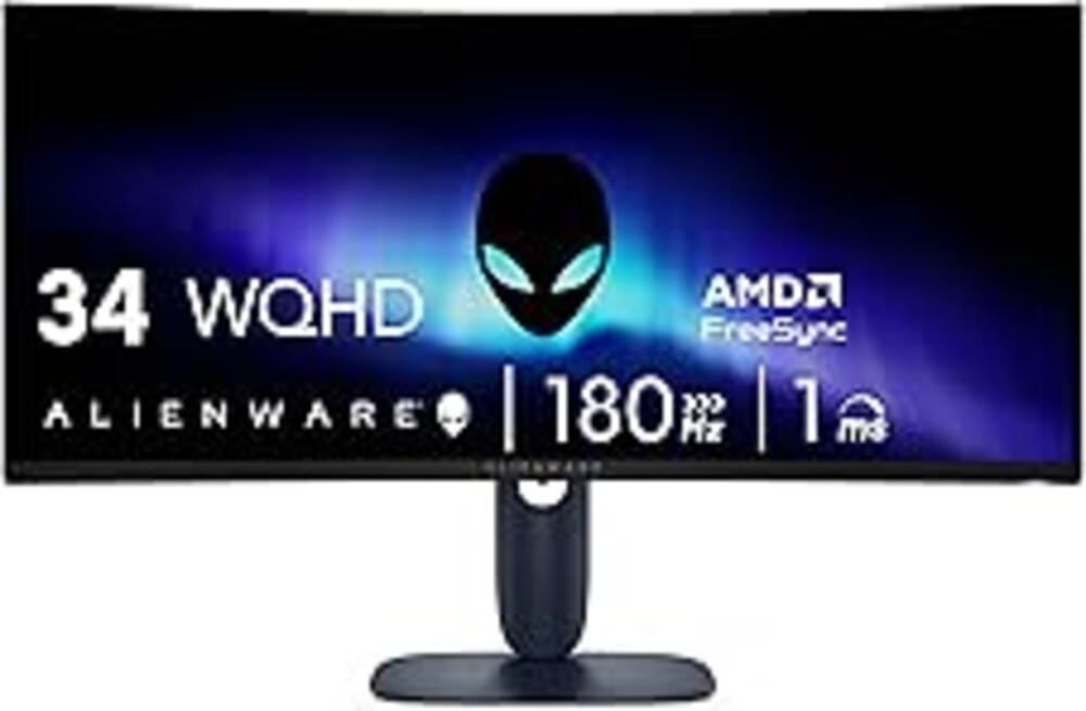 Alienware 34 Curved Gaming Monitor – AW3425DWM - 34-inch WQHD 180Hz 1ms Display, 1500R, AMD FreeSync Premium, VESA AdaptiveSync.