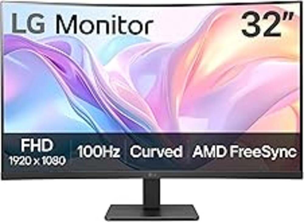 LG 32MR50C-B Curved Monitor 32-Inch FHD 100Hz AMD FreeSync OnScreen Control Dynamic Action Sync Black Stabilizer Tilt Stand (HDMI) - Black