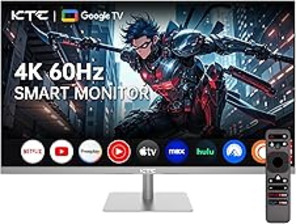 KTC 32 Inch 4K Smart Monitor with Google TV System 3840 * 2160P Netflix Licensed Type C 65W PD Speakers 5W*2 Dolby Audio Hey Google Voice Remote HDR WiFi Bluetooth VESA Tiltable 32 in Smart TV
