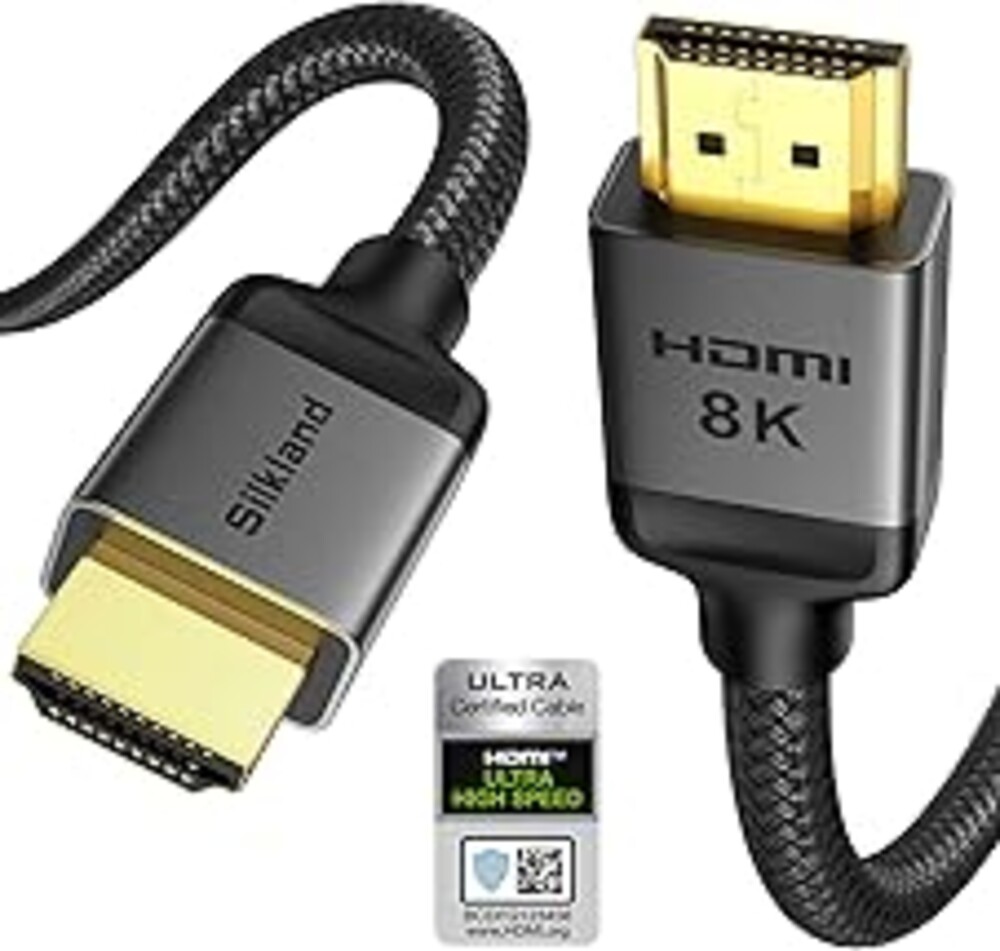 Silkland Certified HDMI 2.1 Cable, [4K@240Hz 144Hz 120Hz, 8K@60Hz] 1440P Ultra High Speed HDMI Cable 48Gbps (Upgrade Braided), HDR10+, eARC, HDCP 2.3, Compatible for Xbox/PS5/PS4/Roku TV-6.6ft