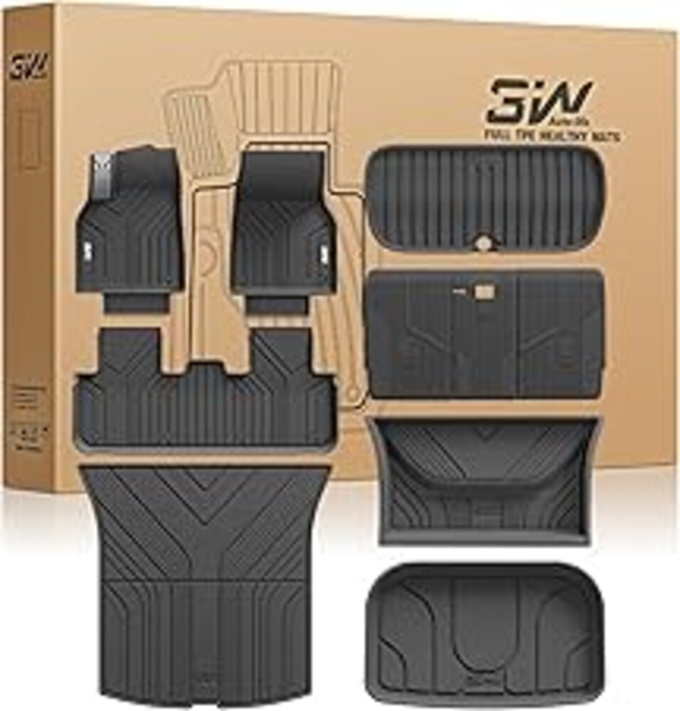 3W Tesla New Model Y Juniper Floor Mats and Cargo Liners, TPE Full Set Floor Liner for New Model Y 2025 2026, Cargo Mats and Seat Back Cover Protector, Car Mats for Tesla Accseeories, Vigormold™