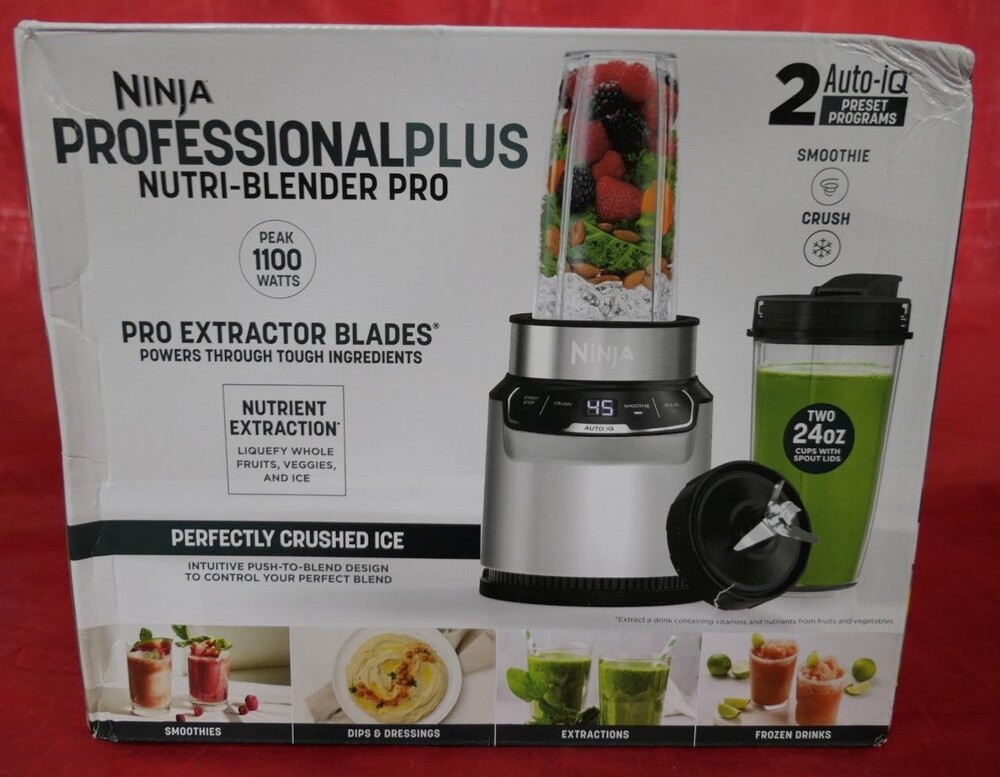 Ninja BN401 Nutri Blender Pro with Auto iQ  1100W Motor Two 24oz Single Cups NEW