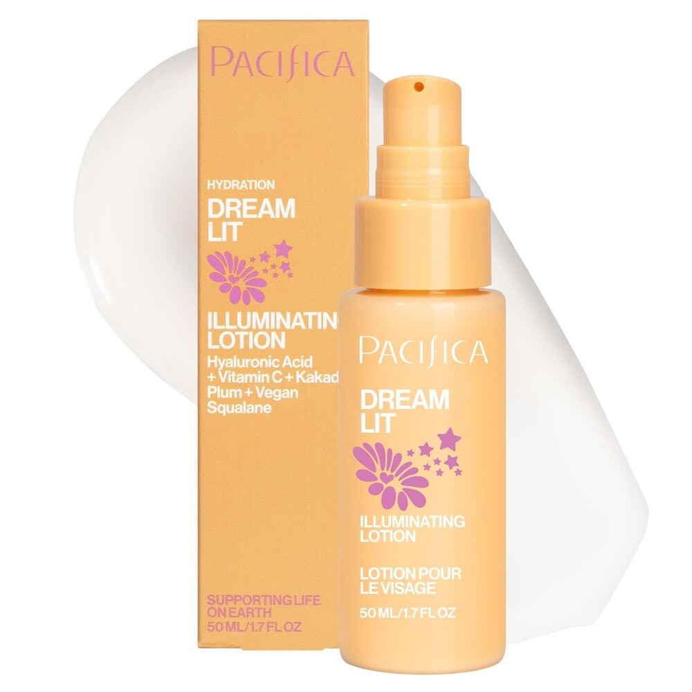 Pacifica Dreamlit Illuminating Facial Lotion – Vitamin C & Niacinamide Brightening Moisturizer for Radiant Glow - Natural Dewy Finish Hydrates & Minimizes Pores - Lightweight Daily Face Cream, Vegan