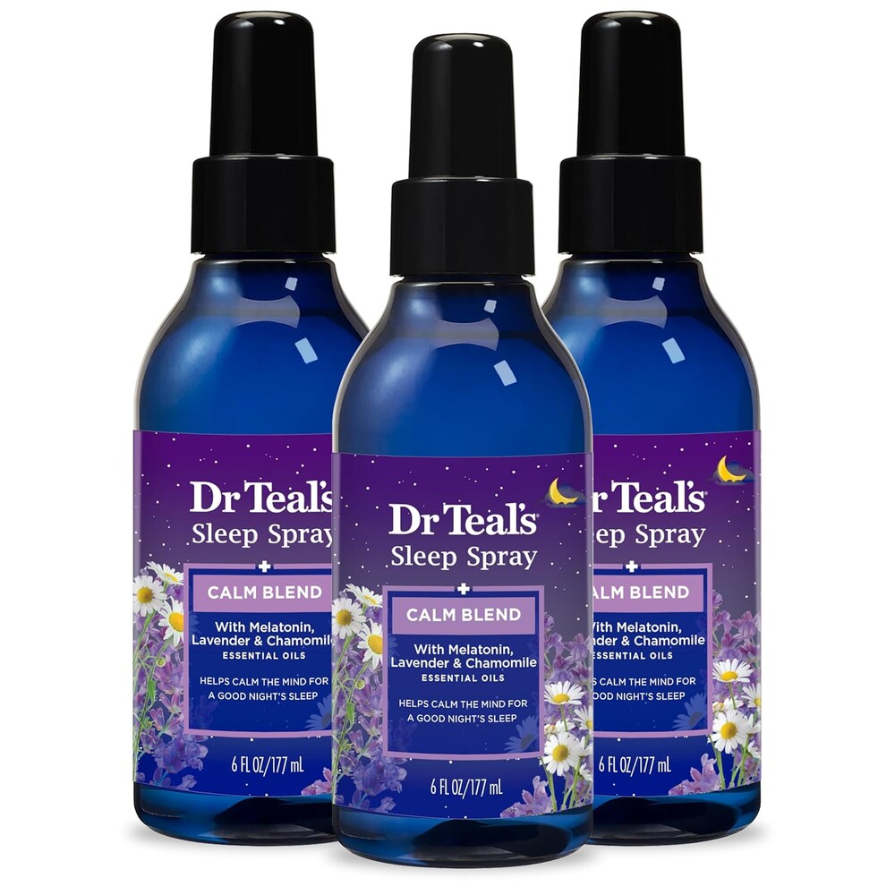 Dr Teal's Calm Blend Spray with Melatonin, Lavender & Chamomile Essential Oils, 6 fl oz (Pack of 3)