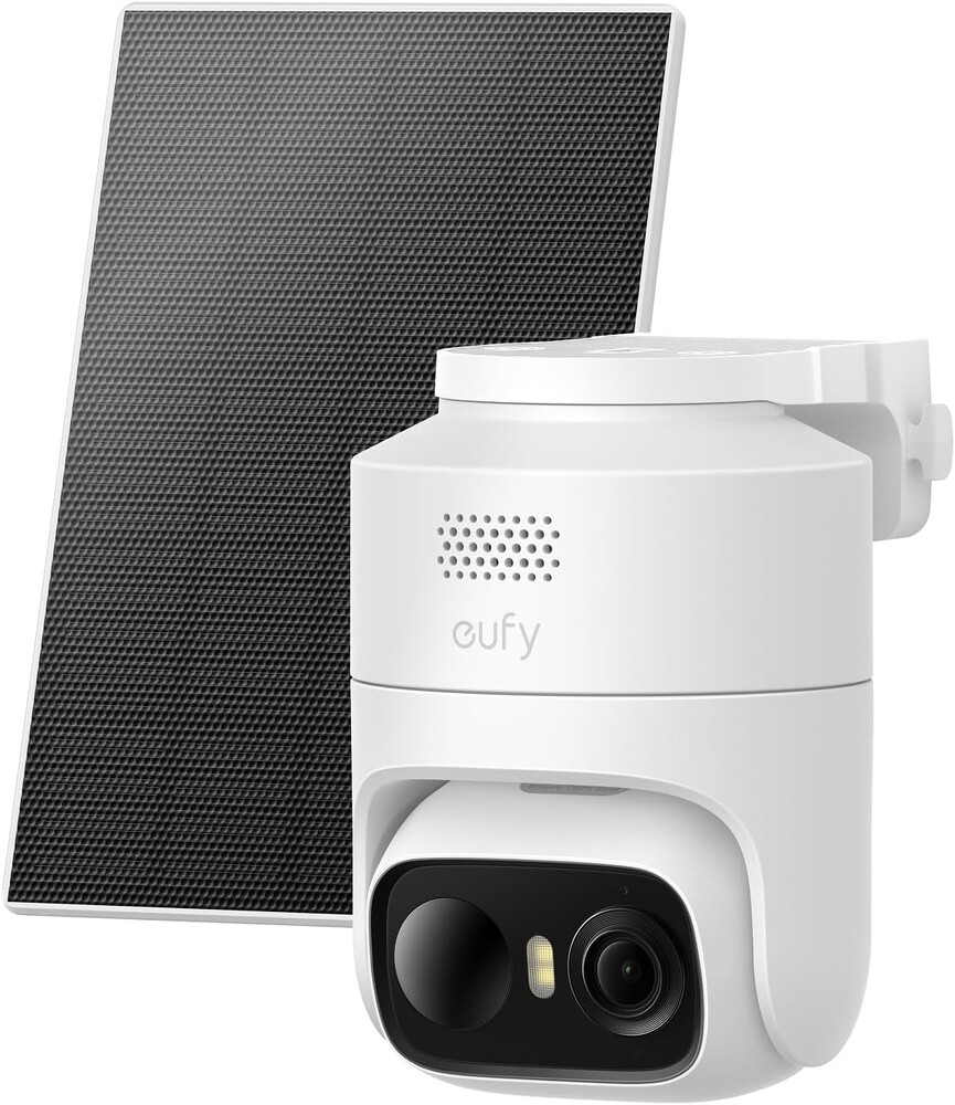 eufy Security eufyCam C37, Security Cameras Wireless Outdoor, 360° Pan & Tilt AI Tracking, 2K Solar Camera, Human/Pet/Vehicle Detection, Flexible Solar Panel, Color Night Vision, No Monthly Fee