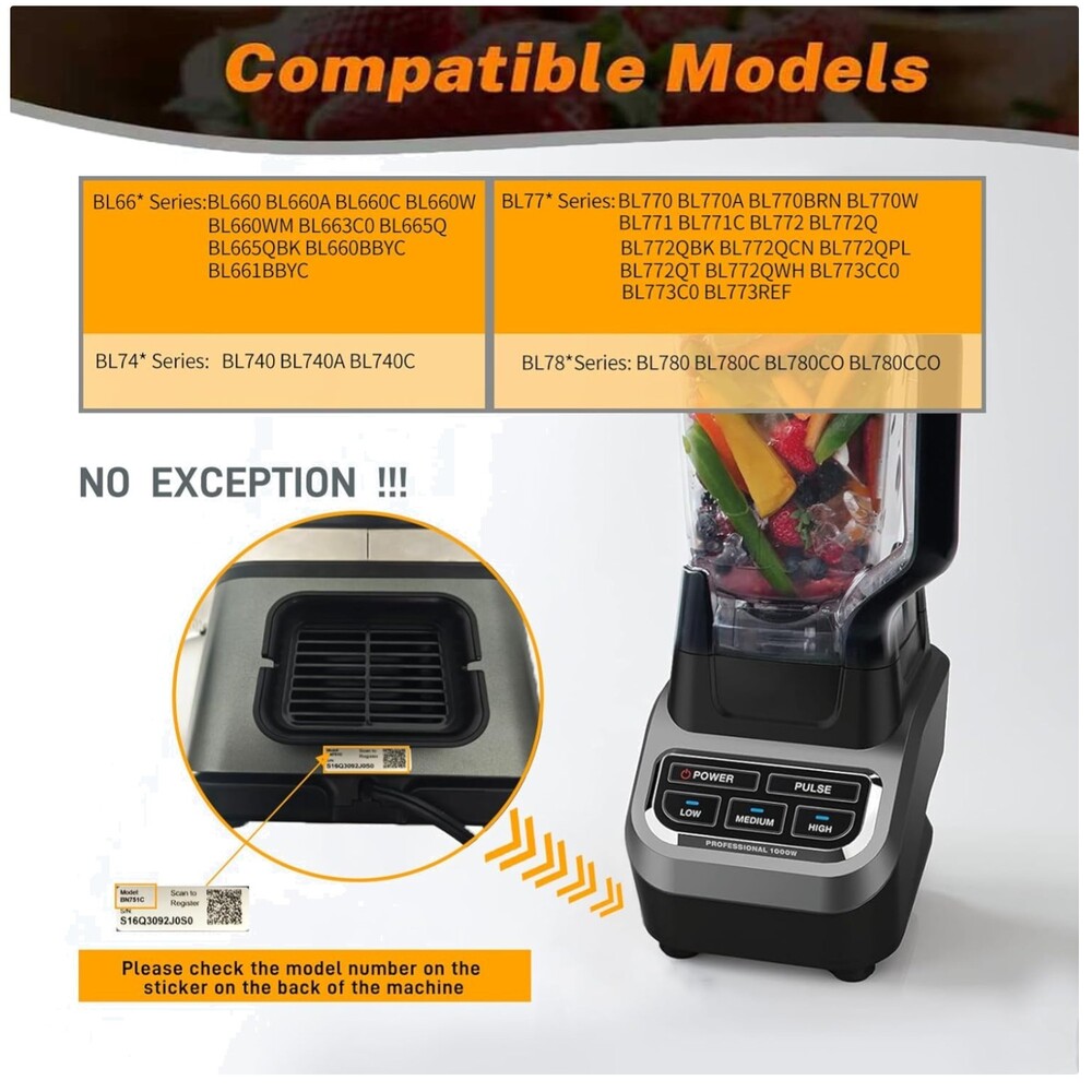 Durable Locking Lid Cover for Ninja Blender BL773CC0