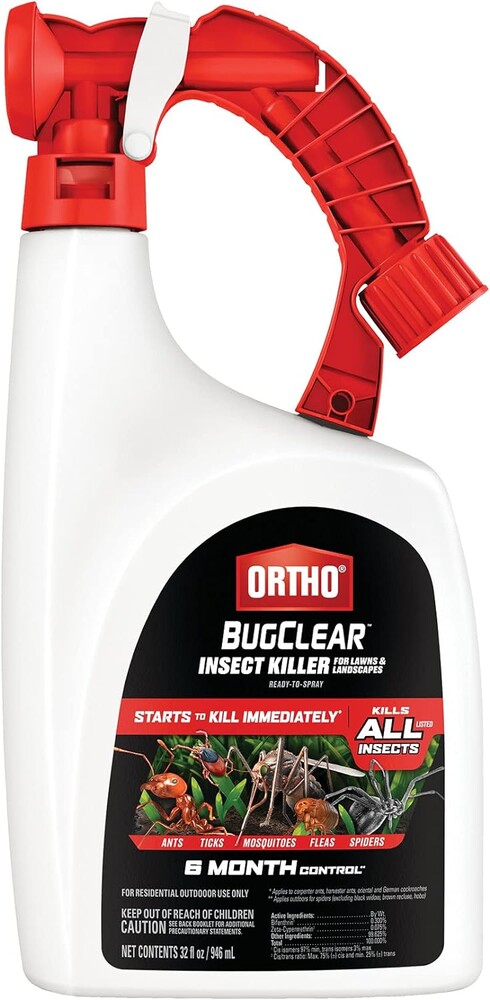 Ortho BugClear Insect Killer for Lawns & Landscapes Ready to Spray - Hose-End Applicator, Outdoor Bug Spray, Kills Mosquitoes, Ants, Spiders, and More, 32 fl. oz.