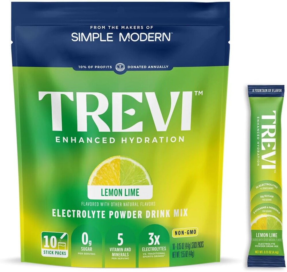TREVI™ Everyday Sugar Free Electrolytes - Essential Drink Mix Hydration Powder Packets - 10 Count - Lemon Lime