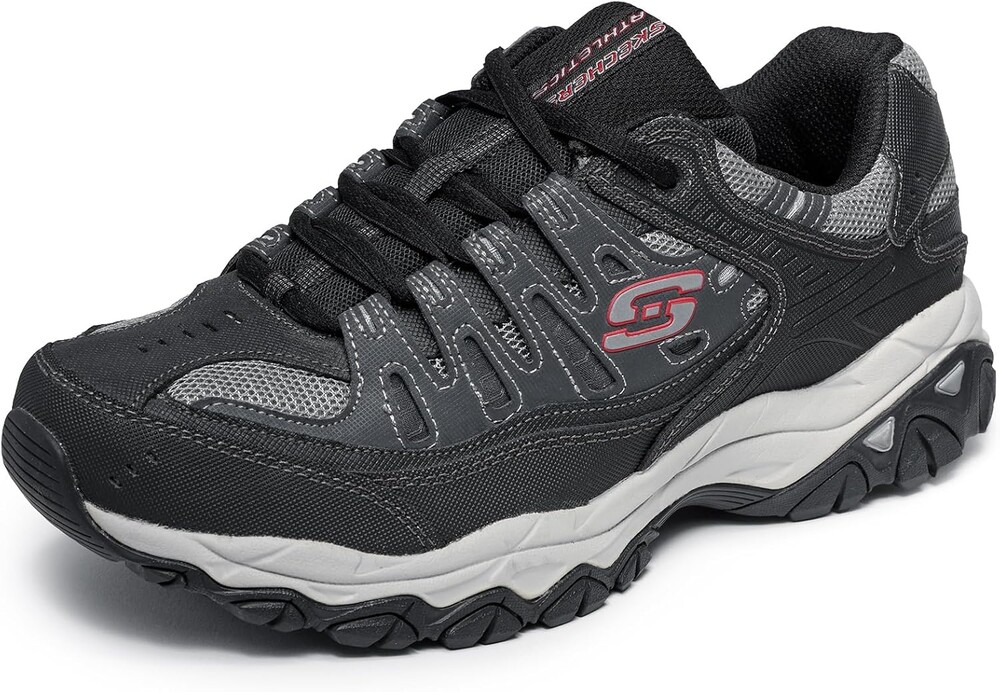 Skechers Men's Afterburn M. Fit Fashion Sneakers - Leather Upper, Memory Foam Insole, Rubber Outsole