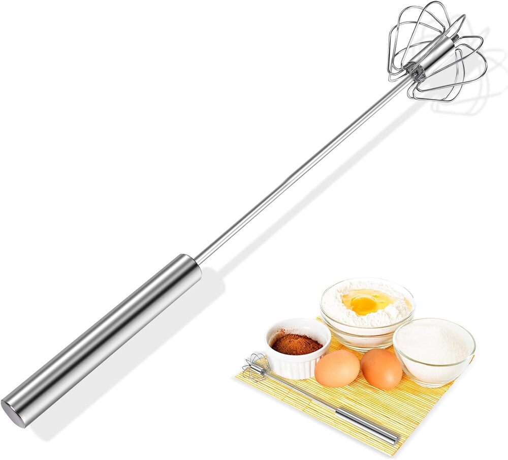 Stainless Steel Egg Whisk, 14 Inch Hand Mixer Whisk, Upgraded Semi-automatic Whisk, Ideal For Blending, Whisking, Baking tool, Beating Eggs, Butter & Milk, Suitable For Home Kitchen Use.