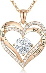 CDE Mothers Day Gifts Forever Love Heart Necklaces for Women, Wedding Anniversary, Valentine's，Birthday Mothers Christmas Day Gifts for Mom, Mother, Wife, S925 Silver Jewelry with Birthstone Pendant