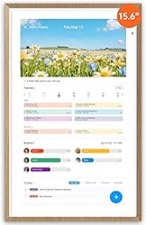 Apolosign 15.6-inch Digital Calendar : Dual Mode Smart Wall Planner, No Subscription, Install Apps, Sync Calendars, Electronic Touchscreen Interactive Display for Family Schedules, Chore Chart - with Stand (Teak)