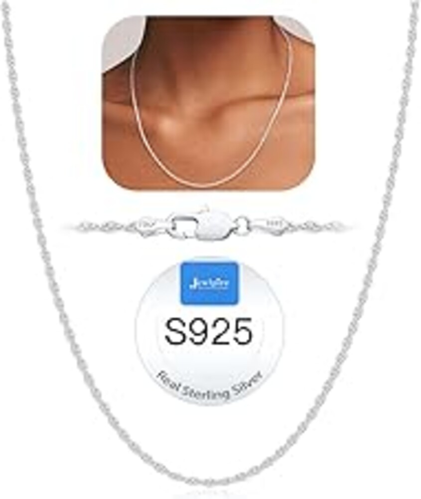 Jewlpire 1.5mm Rope Chain 925 Sterling Silver Chain Necklace for Women, 14K Gold Plated Chains for Women Dainty & Sturdy Women's Chains Necklaces, 16 18 20 22 24 26 Inch