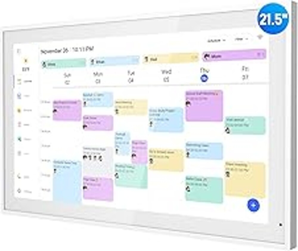 Digital Calendar, 21.5 Inch Electronic Calendar & Chore Chart, Smart Family Organizer with Interactive Touchscreen Display, Wall Mount or Desk Mount in Portrait or Landscape, Gifts for Women Men, Gifts for Mom Dad
