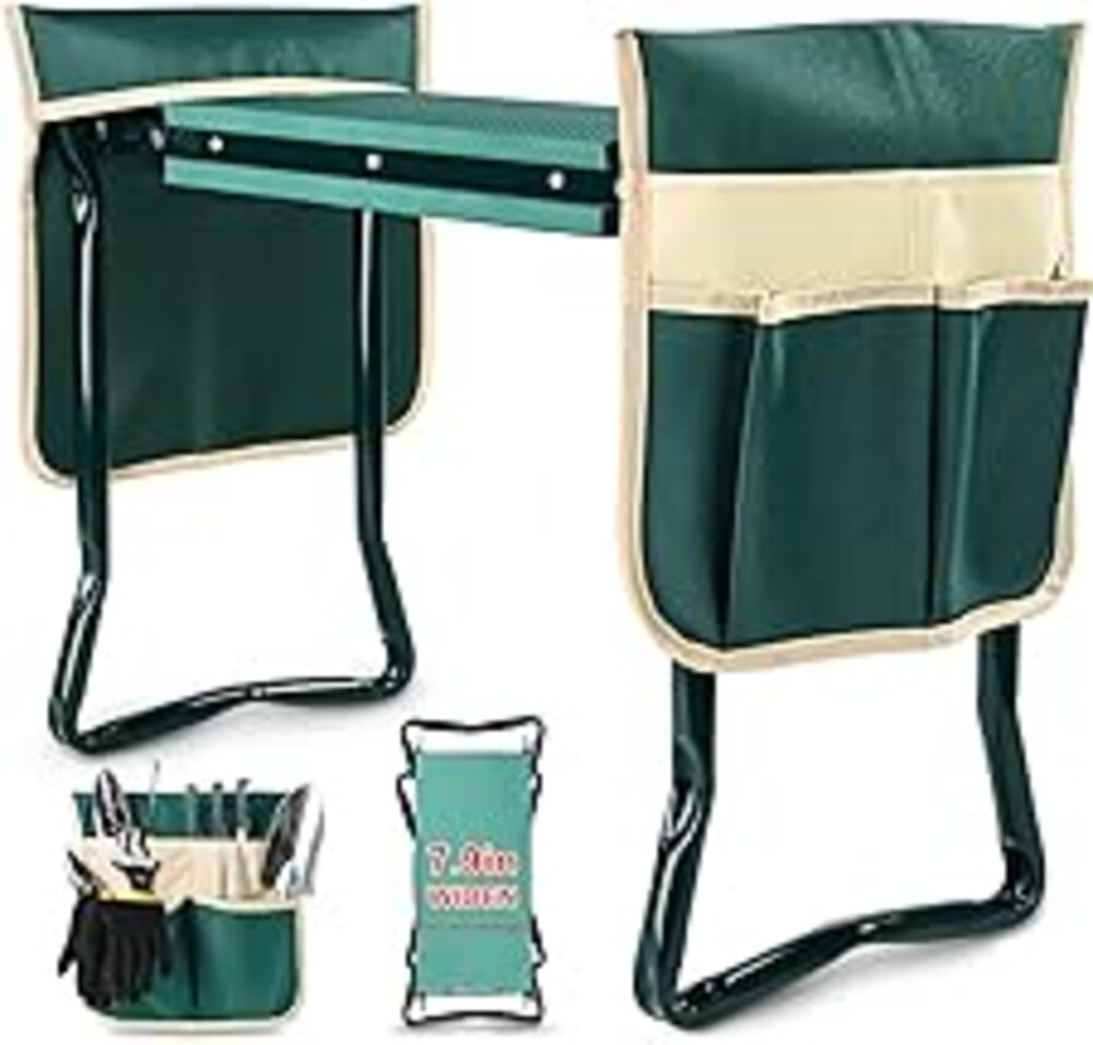 KVR Upgraded Garden Kneeler and Seat with Thicken & Widen Soft Kneeling Pad,Heavy Duty Foldable Gardener Stool with 2 Tool Pouches,Gardening Gifts for Women Mom Men Seniors¡­…