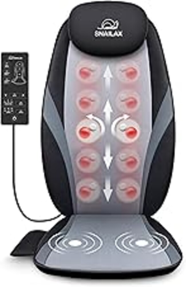 Snailax Shiatsu Back Massager with Heat Massage Chair Pad Kneading Back Massager for Pain Relief Deep Tissue Chair Massage Pad for Office Home