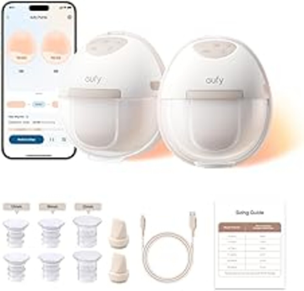 eufy Security Heated Breast Pump Hands-Free E20, Wearable with Innovative HeatFlow, 3 Heat Levels, Optimized Rhythm via App, Hospital-Grade Suction, Leakproof, Ultra-Slim and Quiet for in-Bra Use
