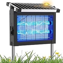 Solar Bug Zapper Outdoor, Mosquito Zapper 4500V Cordless Waterproof, Auto On/Off, Portable Type-C & Solar Powered Bug Zapper, Electric Mosquito Trap Fly Zapper Killer for Patio Garage Yard Camping