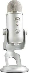 Logitech Creators Blue Yeti USB Microphone for PC, Mac, Gaming, Recording, Streaming, Podcasting, Studio and Computer Condenser Mic with Blue VO!CE Effects, 4 Pickup Patterns, Plug and Play - Silver