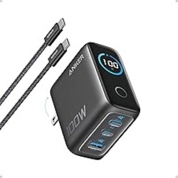 Anker Phone Charger,UP to 100W USB C Charger Block,Ultra-Compact 3-Port GaN Fast Wall Adapter with Smart Display and Touch Control for iPhone 17 Series,iPad,MacBook Pro/Air(Include Cable,Non-Battery)