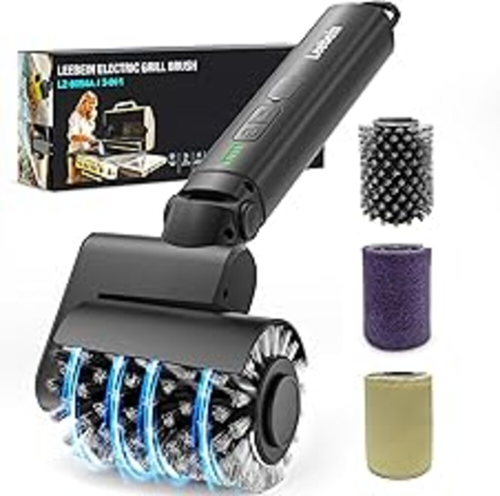 Leebein Electric Grill Brush for Outdoor, 2026 TikTok BBQ Grill Cleaner with 3 Heads, 3-Speed & Angle Adjust Cordless Rotary Grill Brush, 150Mins Runtime Grill Cleaning Brush for Barbecue Grates