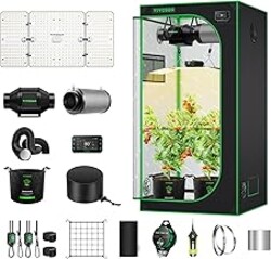 VIVOSUN GIY Smart Grow Tent System 3x3, WiFi-Integrated Grow Tent Kit, with Automate Ventilation and Circulation, Schedule Full Spectrum 200W LED Grow Light, and GrowHub E42A+Controller