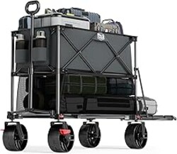 TIMBER RIDGE 400L Large Capacity Folding Double Decker Wagon with Brakes, 54" Extra Long Extender Wagon Cart, 450lbs Heavy Duty Collapsible Cart, All-Terrain Big Wheels for Camping, Sports, Shopping